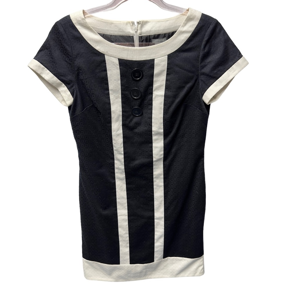 Y2Kk Tuxedo Jacquard Crepe Knit Geo Mini Sheath Dress Minimalist